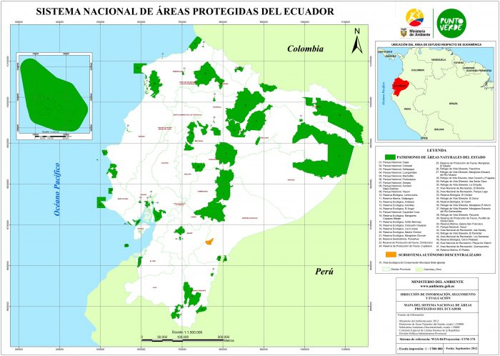 Mapas de áreas protegidos del Ecuador