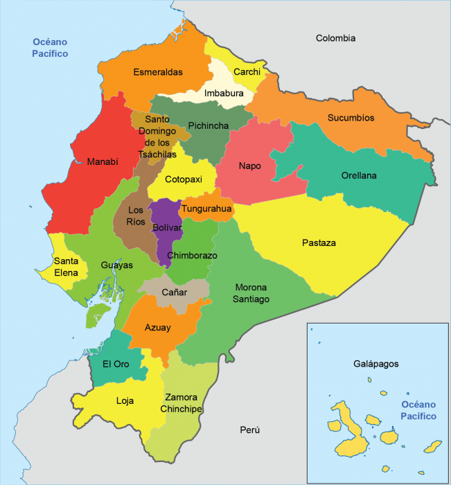 Mapa de Ecuador con sus provincias