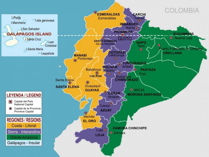 Mapas de las regiones de Ecuador