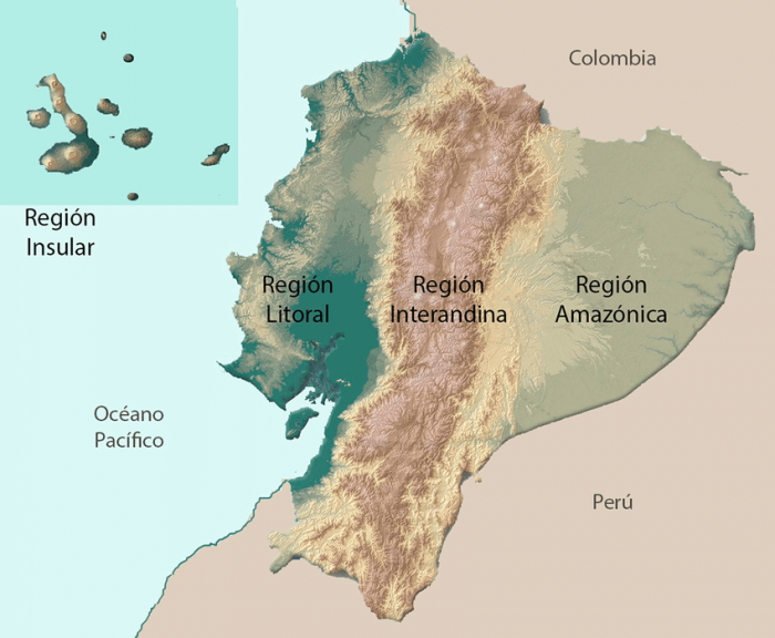 Mapa físico de Ecuador